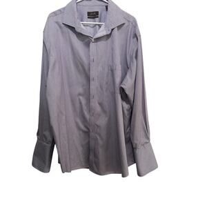 Tasso Elba Men's Purple White Striped Long Sleeve Button Down Shirt Size XXL